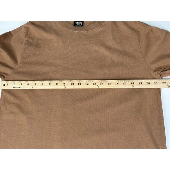 Stussy Pigment Dyed Long Sleeve Tee Men’s Medium Cotton Brown Crewneck 1140319 - Picture 13 of 15